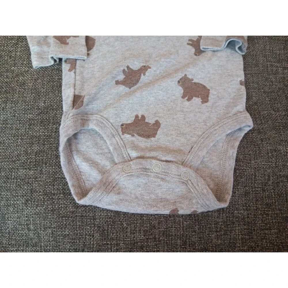 Carters Shirt 6 to 9 month Boys Gray Long sleeve Snap Up Bears